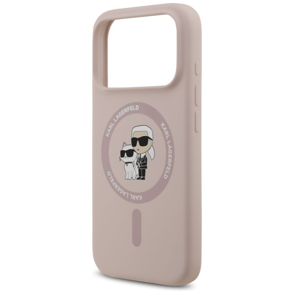 Citas preces Karl Lagerfeld Karl Lagerfeld Silicone Karl&Choupette Ring MagSafe Case for iPhone 17 Pro - Pink