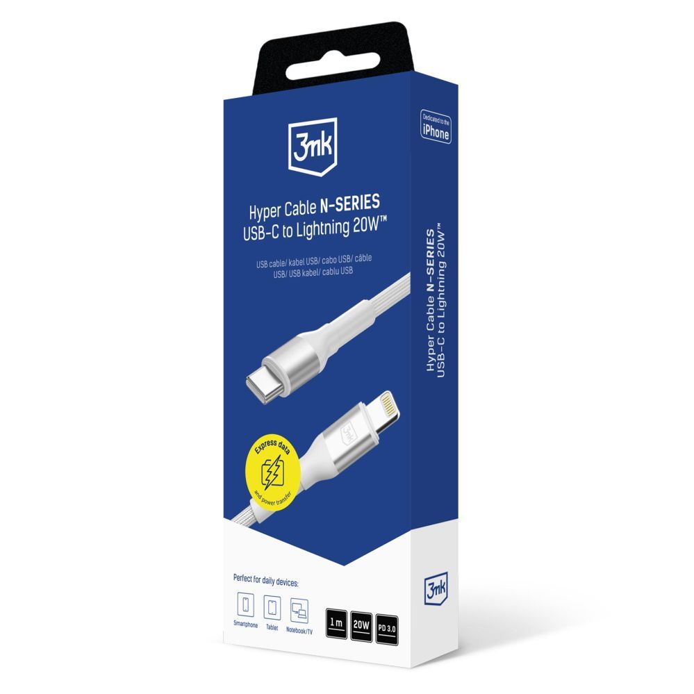 Muud kaubad 3MK 3mk Hyper Cable N-SERIES USB-C / Lightning 1m 9V/2A 20W / white