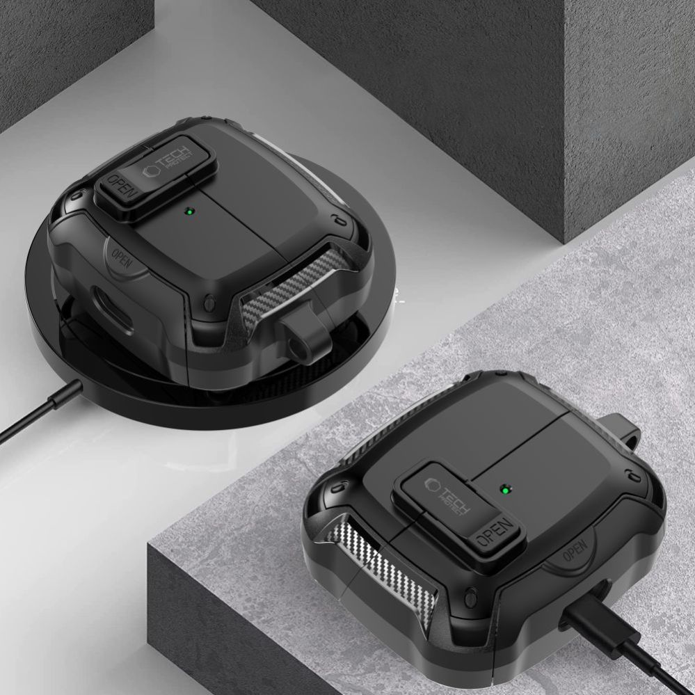 Muud kaubad Tech-Protect Tech-Protect Silicone Hook Case for Samsung Galaxy Buds 3 / 3 FE / 3 Pro - Black