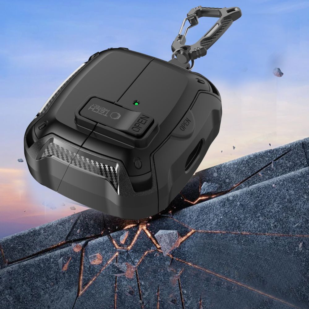 Muud kaubad Tech-Protect Tech-Protect Silicone Hook Case for Samsung Galaxy Buds 3 / 3 FE / 3 Pro - Black