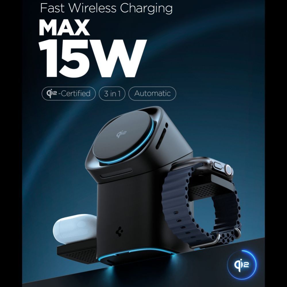 Muud kaubad Spigen Spigen Essential EF223MS 3-in-1 QI2 Wireless Charger - Black