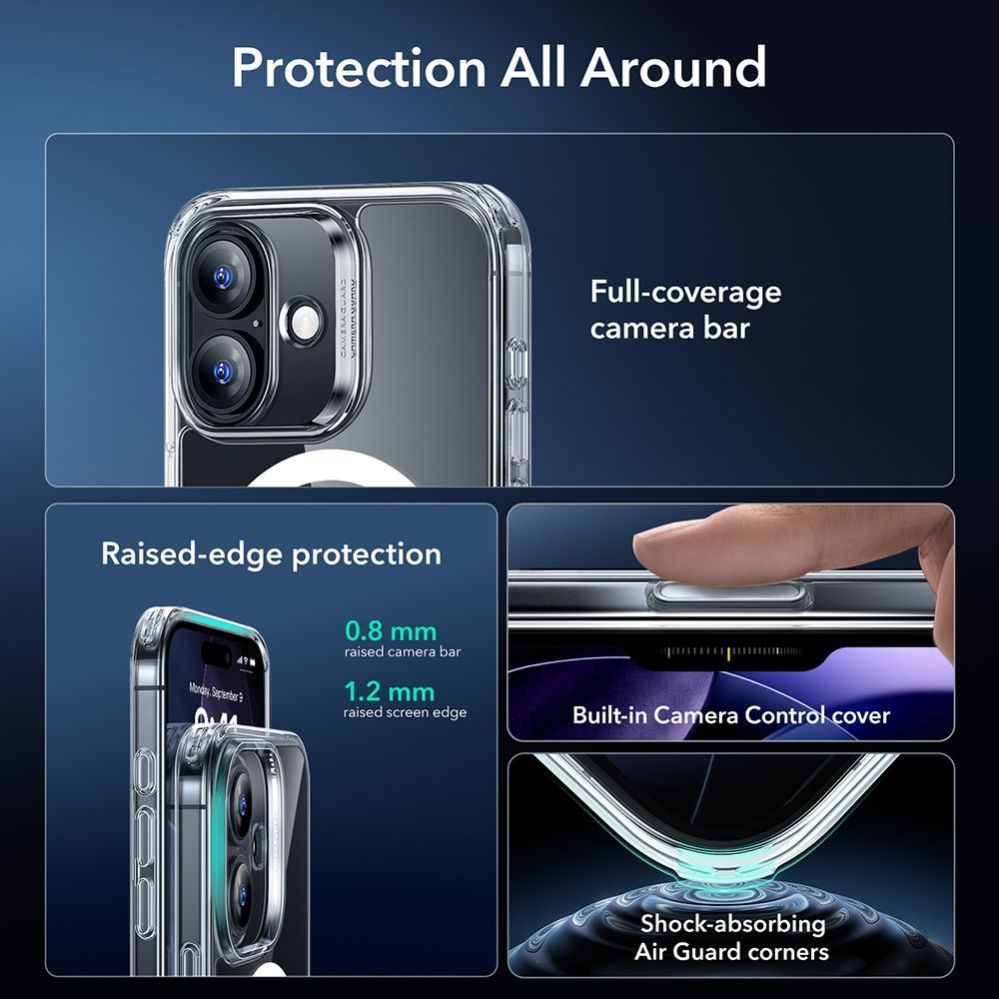 Citas preces ESR ESR Classic Hybrid MagSafe + Tempered Glass Set for iPhone 17 - Clear