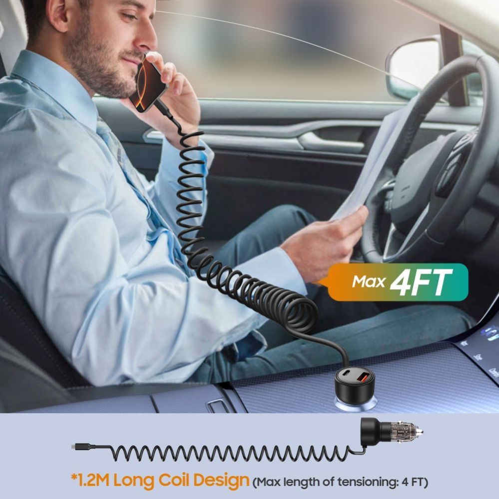 Muud kaubad Tech-Protect CC05 Car Charger 2-Port PD60 W + USB-C Cable - Black