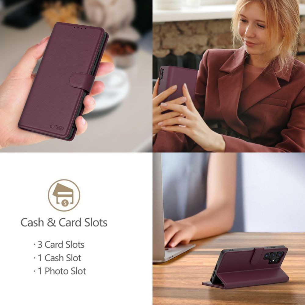 Citas preces Tech-Protect Tech-Protect Wallet Case for Samsung Galaxy A26 5G / A17 4G / 5G - Burgundy
