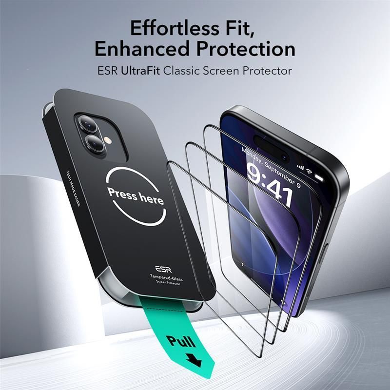 Citas preces ESR ESR UltraFit Tempered Glass 2-pack for iPhone 16 Pro / 17 - transparent