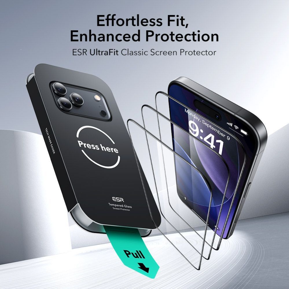 Citas preces ESR ESR UltraFit Tempered Glass 2-pack for iPhone 17 Pro Max - transparent