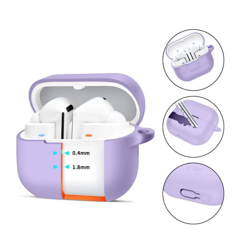 Citas preces Tech-Protect Tech-Protect Silicone Hook Case for Samsung Galaxy Buds 3 / 3 FE / 3 Pro - Purple