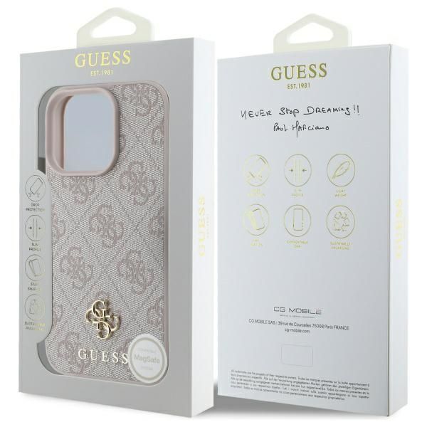 Citas preces Guess Guess Small Classic MagSafe iPhone 16 Pro Case - Pink