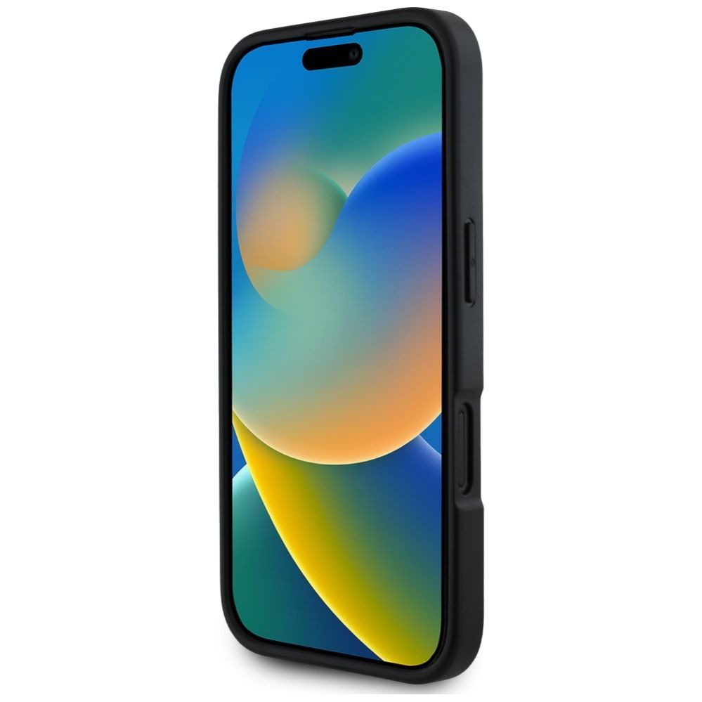 Citas preces Karl Lagerfeld Karl Lagerfeld HC Grained PU Cardslot Metal Signature iPhone 16 Case - Black