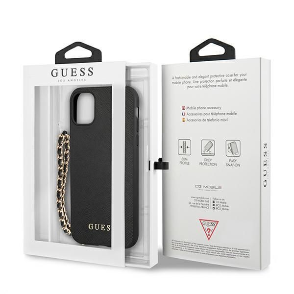 Citas preces Guess Guess Saffiano Chain case for iPhone 11 6.1" / Xr - black