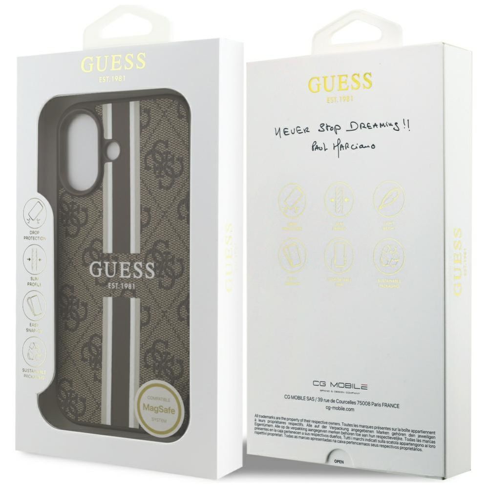 Muud kaubad Guess Guess 4G Printed Stripes MagSafe case for iPhone 17 - brown