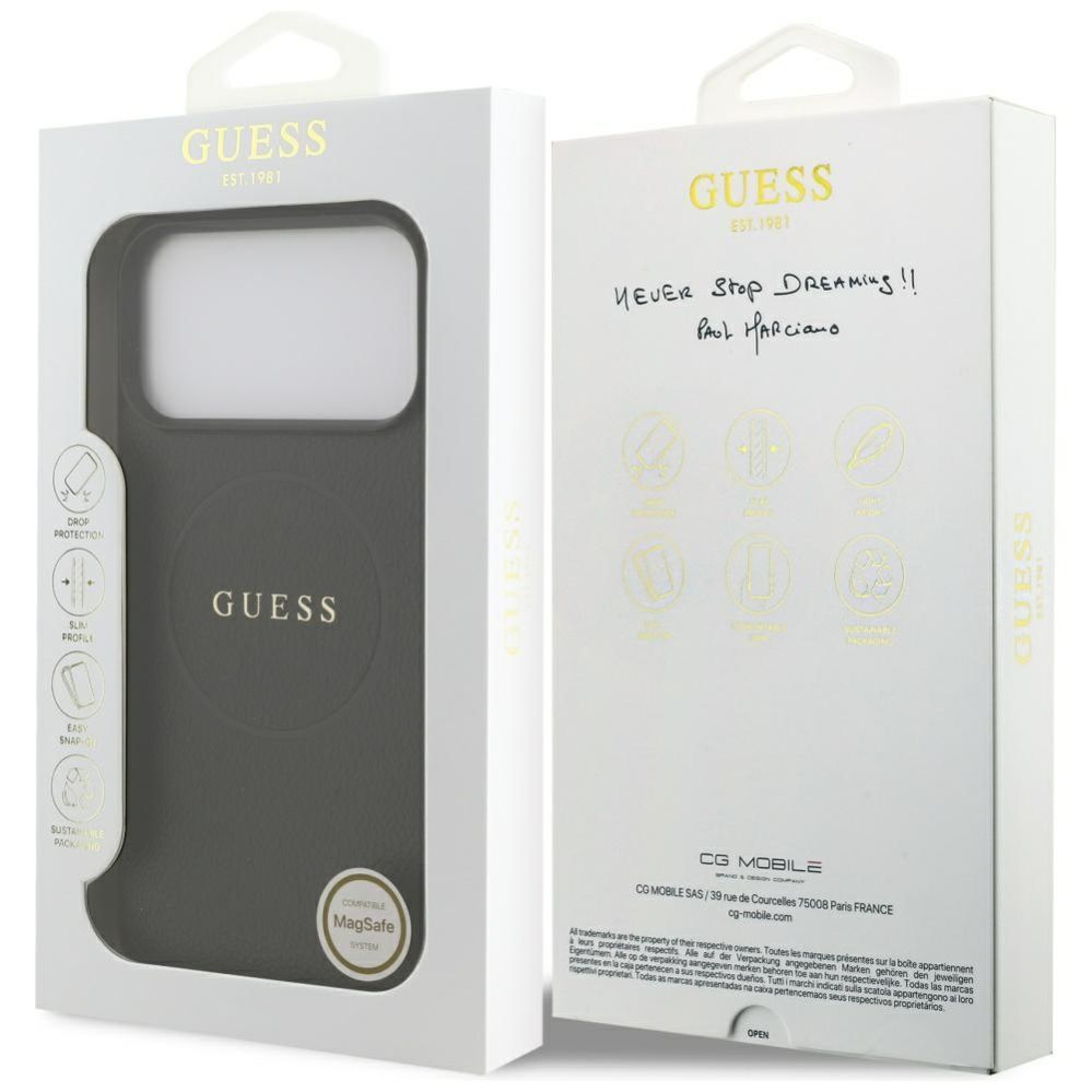 Citas preces Guess Guess Grained Ring MagSafe case for iPhone 17 Pro Max - black