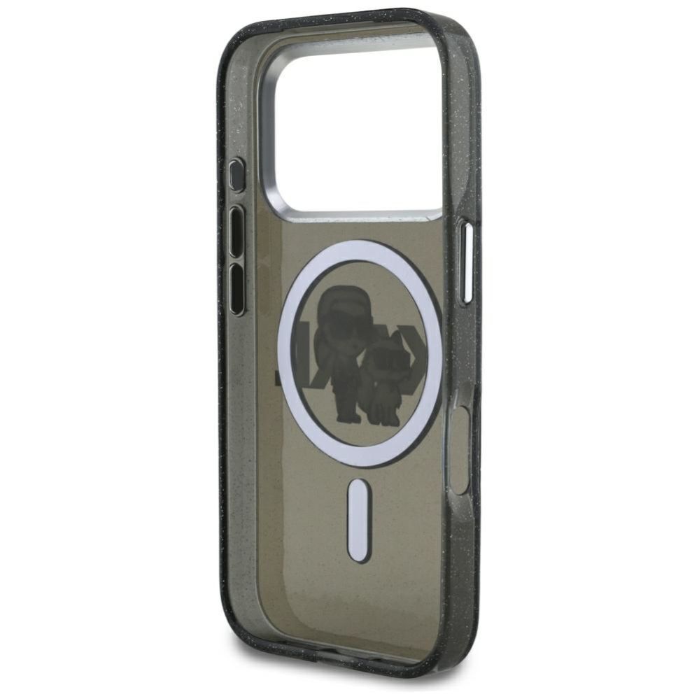 Citas preces Karl Lagerfeld Karl Lagerfeld IML Glitter Karl & Choupette Sketch Logo MagSafe Case for iPhone 17 Pro - Black