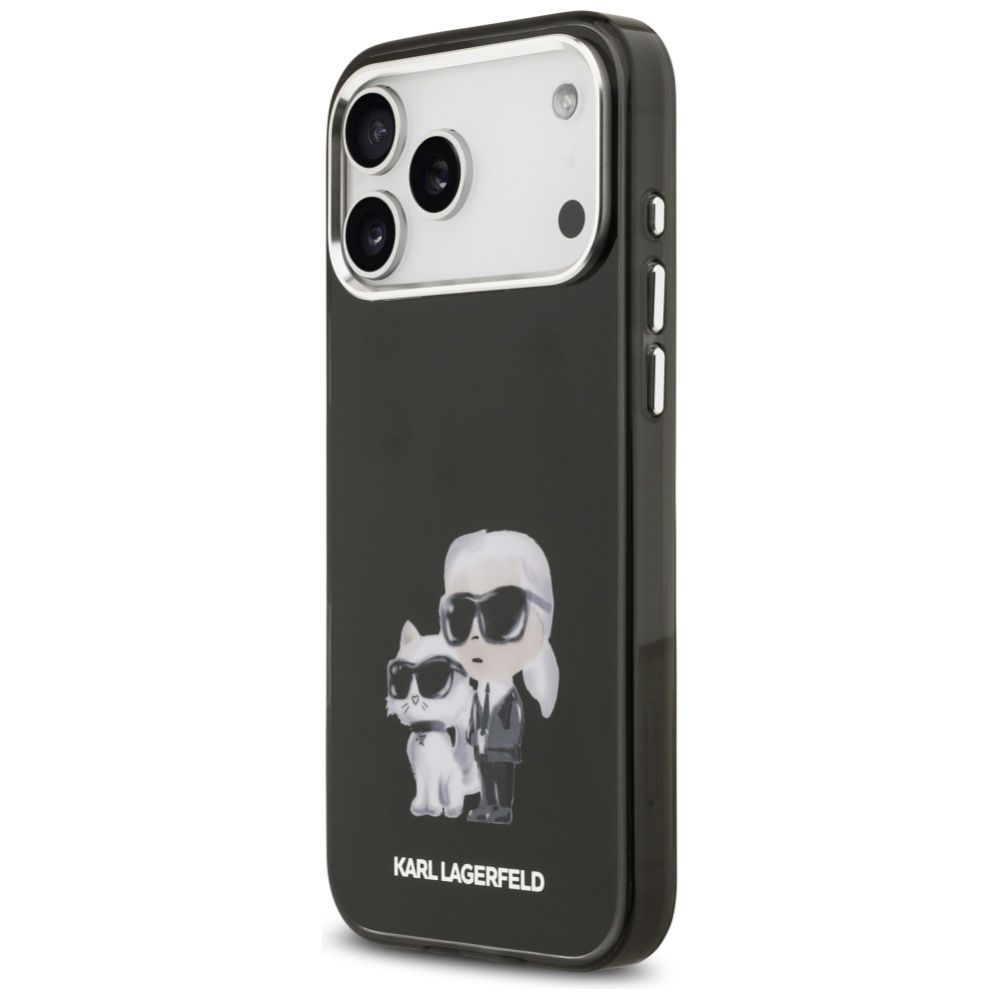 Citas preces Karl Lagerfeld Karl Lagerfeld IML Aquarelle Karl & Choupette & Logo MagSafe Case for iPhone 17 Pro - Black