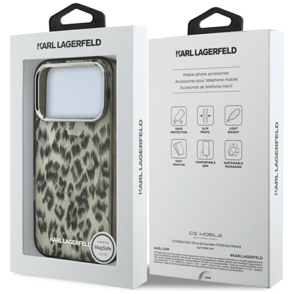 Citas preces Karl Lagerfeld Karl Lagerfeld IML Leopard Pattern MagSafe Case for iPhone 17 Pro - Brown