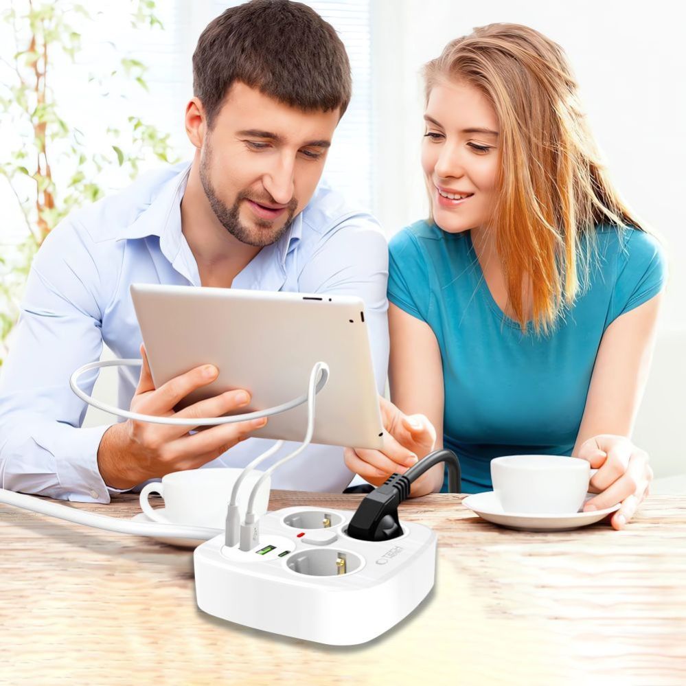 Citas preces Tech-Protect Tech-Protect PCS3X4 power strip, 3 sockets, 2xUSB-A, 2xUSB-C 200 cm - white