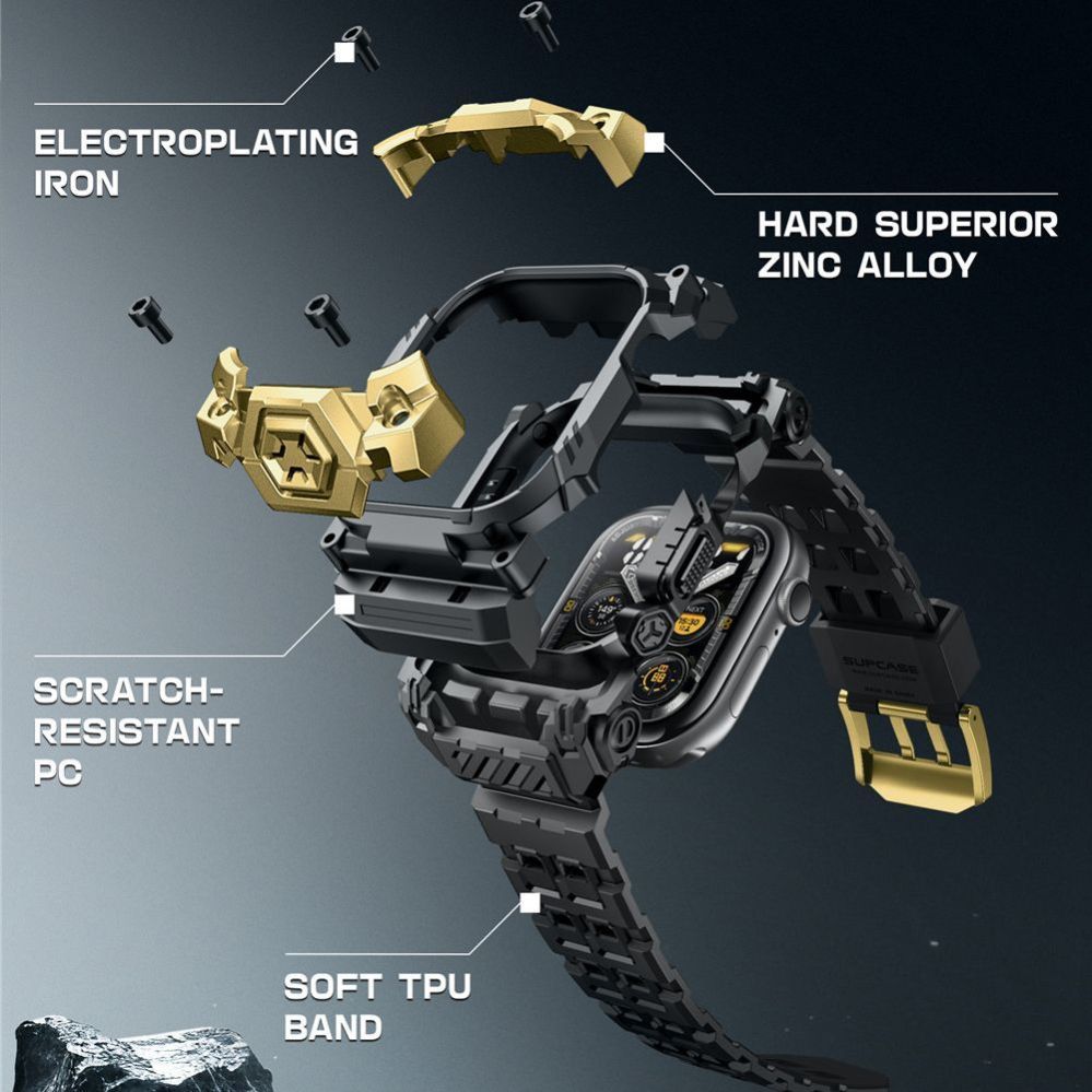 Citas preces Supcase Supcase Unicorn Beetle Ore Case for Apple Watch 10/11 (46 mm) - Black and Gold