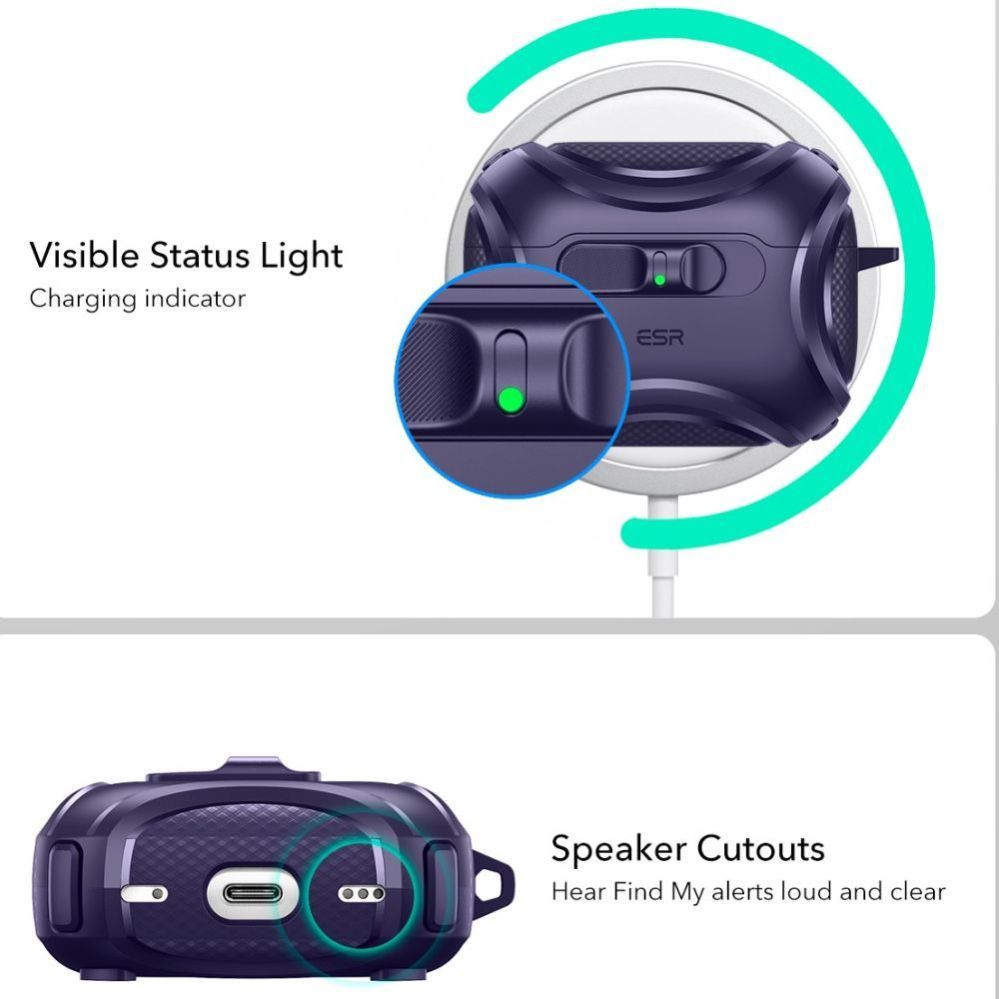 Citas preces ESR ESR Cyber FlickLock MagSafe Case for AirPods Pro 3 - Purple