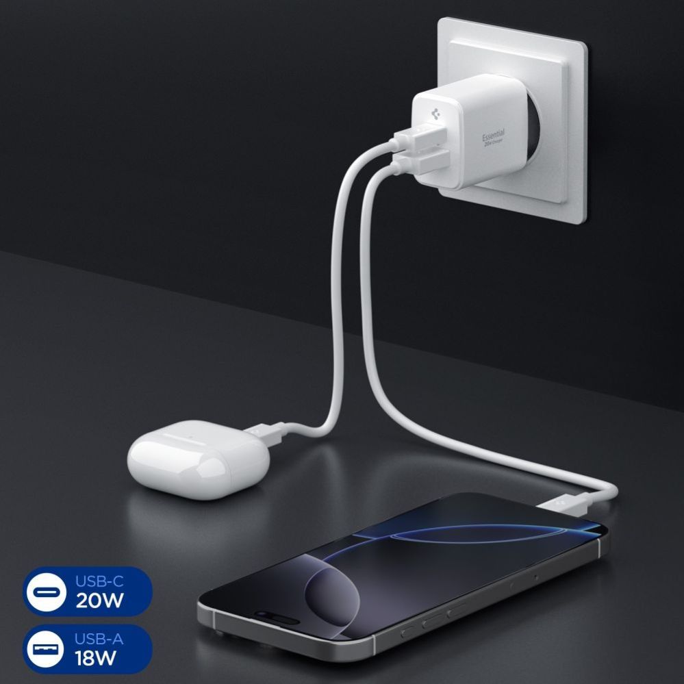 Citas preces Spigen Spigen Essential EE202EU 20W Wall Charger - White