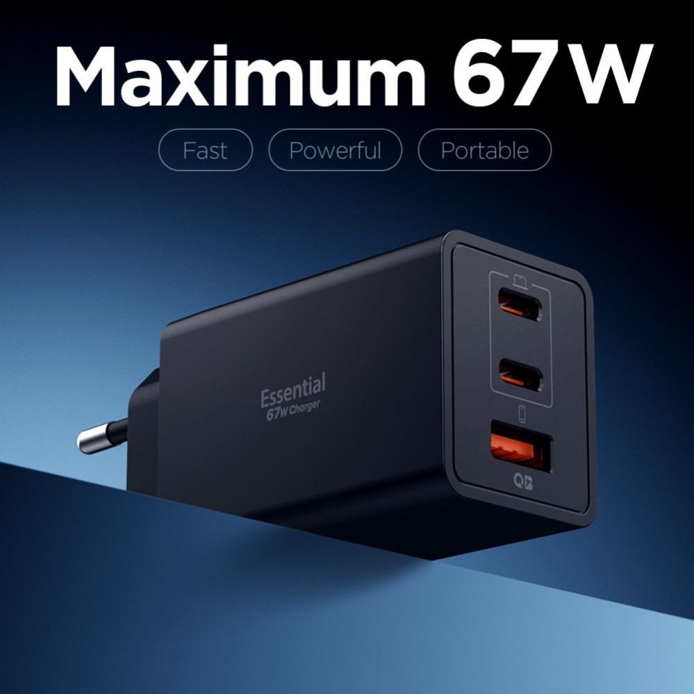 Muud kaubad Spigen Spigen Essential EE673EU 3-port charger 2xUSB-C 1xUSB-A 67W - black