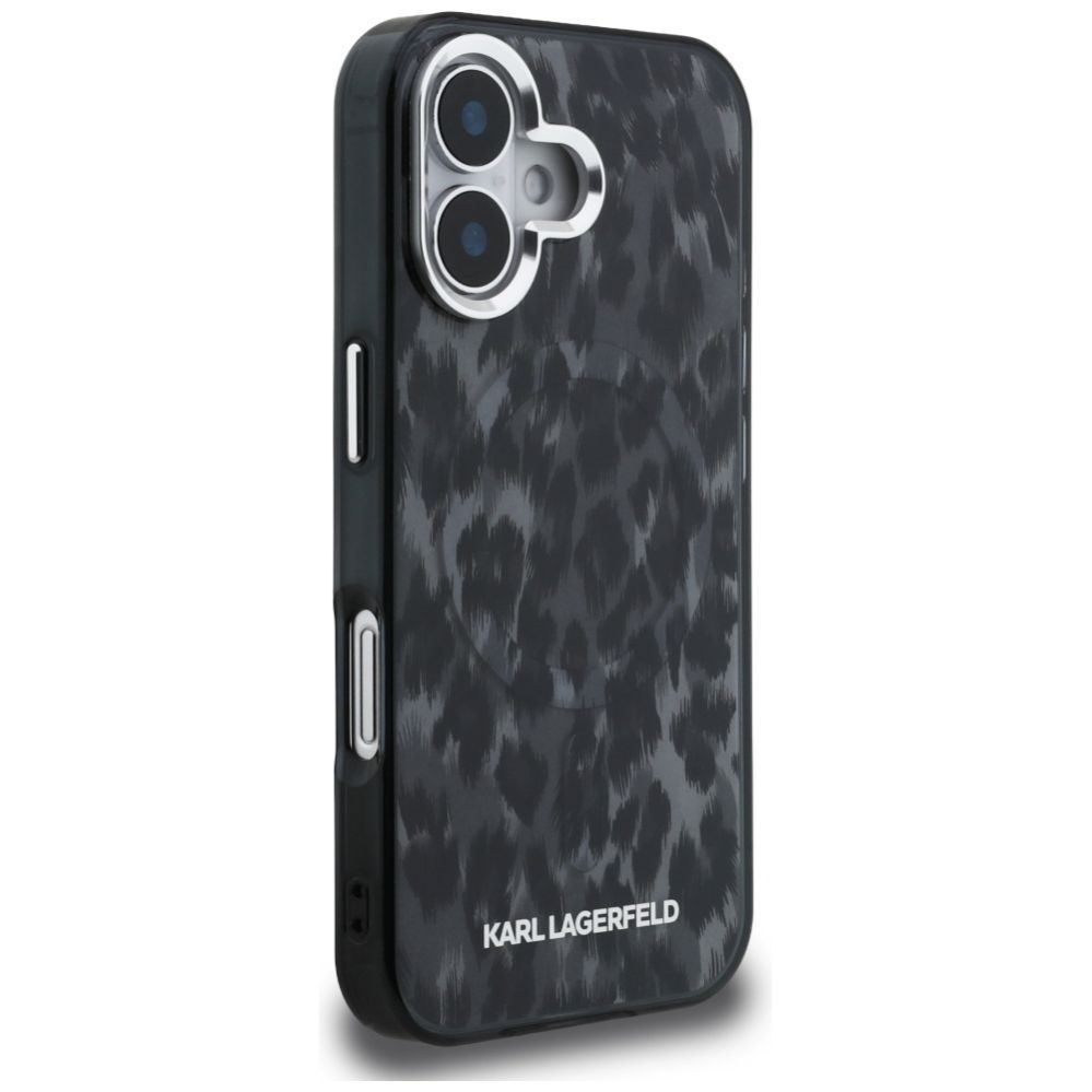 Citas preces Karl Lagerfeld Karl Lagerfeld IML Leopard Pattern MagSafe Case for iPhone 16 - Black