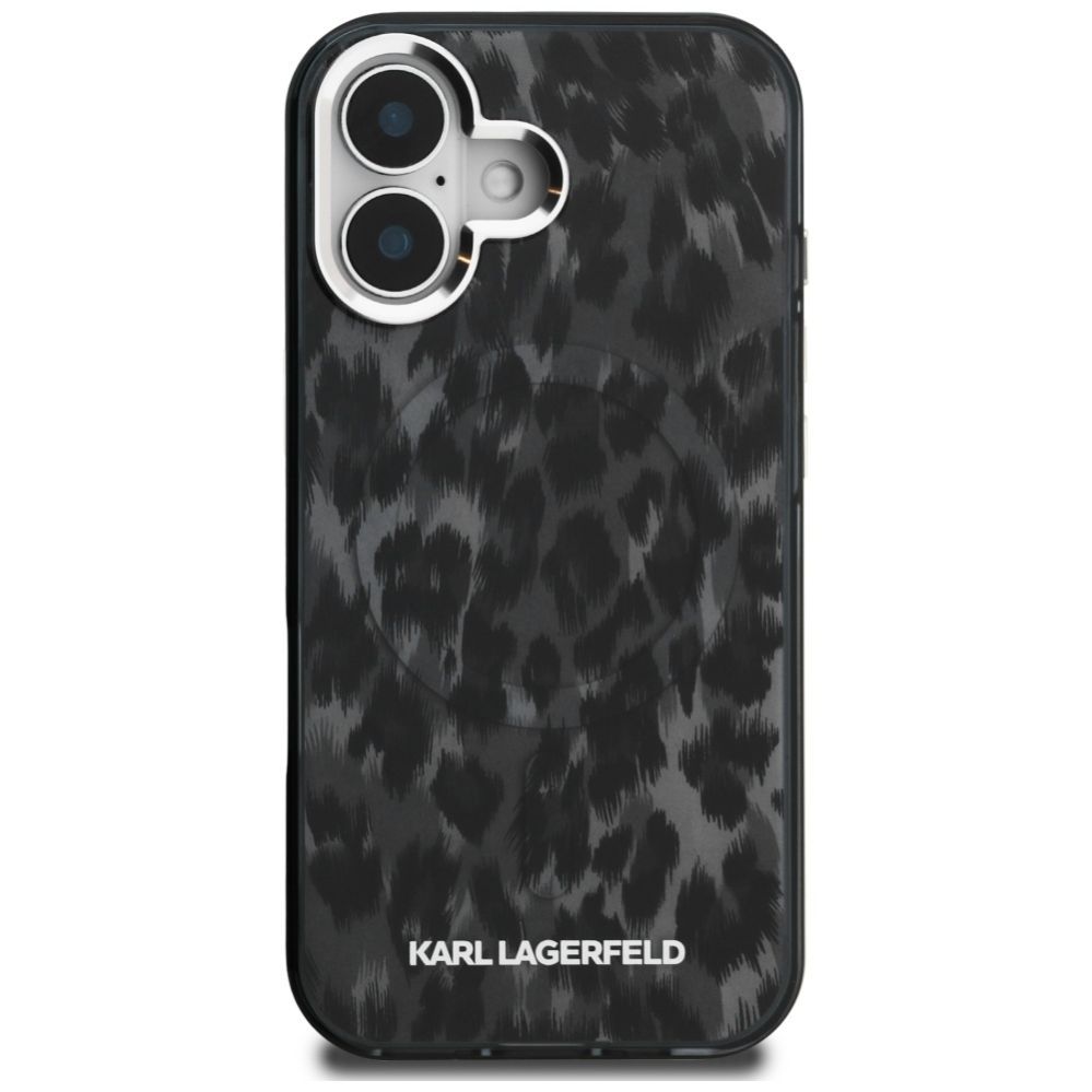 Citas preces Karl Lagerfeld Karl Lagerfeld IML Leopard Pattern MagSafe Case for iPhone 16 - Black