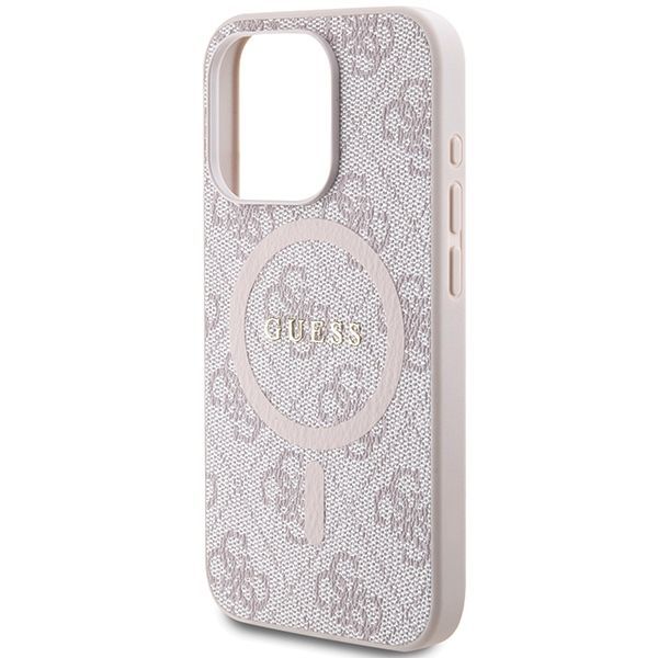 Muud kaubad Guess Guess 4G Collection Leather Metal Logo MagSafe Case for iPhone 15 Pro Max - Pink