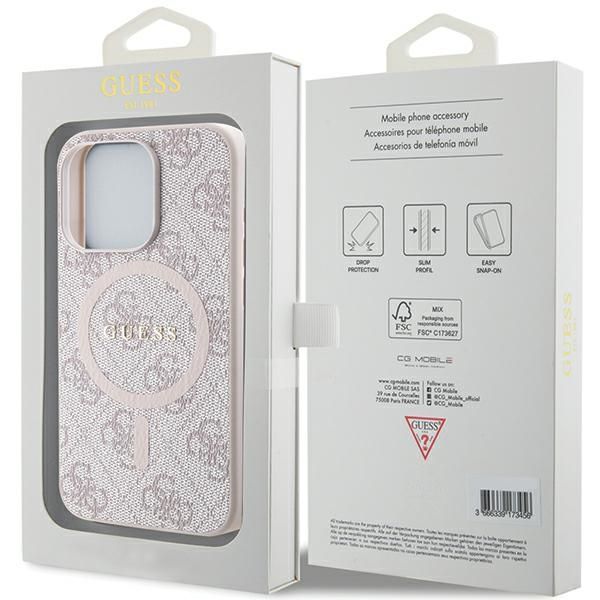 Muud kaubad Guess Guess 4G Collection Leather Metal Logo MagSafe Case for iPhone 15 Pro Max - Pink
