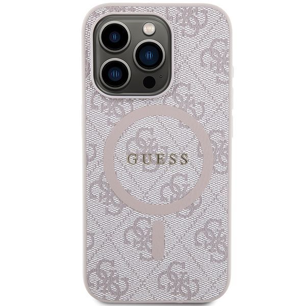 Muud kaubad Guess Guess 4G Collection Leather Metal Logo MagSafe Case for iPhone 15 Pro Max - Pink