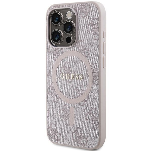 Muud kaubad Guess Guess 4G Collection Leather Metal Logo MagSafe Case for iPhone 15 Pro Max - Pink