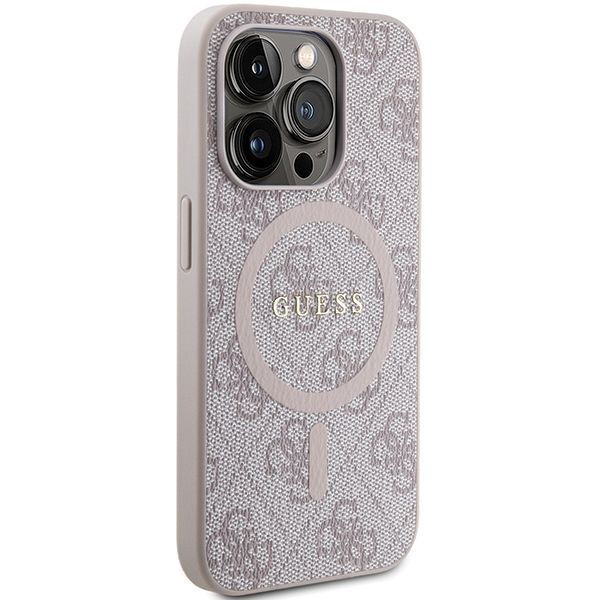 Muud kaubad Guess Guess 4G Collection Leather Metal Logo MagSafe Case for iPhone 15 Pro Max - Pink