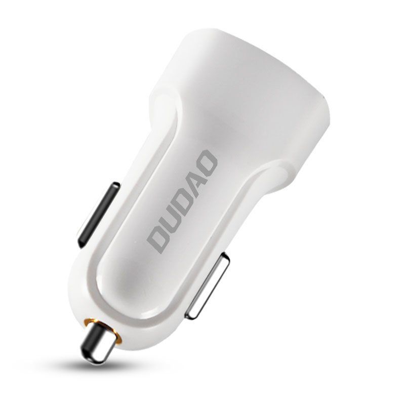 Adaptrid Dudao Dudao car kit charger 2x USB 2.4A + cable USB 3in1 Lightning / Type C / micro USB cable white (R7 white)