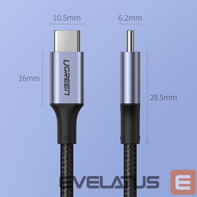 Kaabel Ugreen Ugreen US316 90120 USB-C - USB-C PD QC FCP cable 100W 5A 480Mb/s 3m - gray