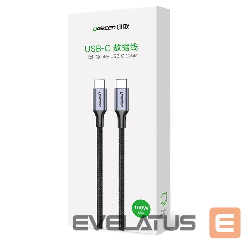 Kaabel Ugreen Ugreen US316 90120 USB-C - USB-C PD QC FCP cable 100W 5A 480Mb/s 3m - gray