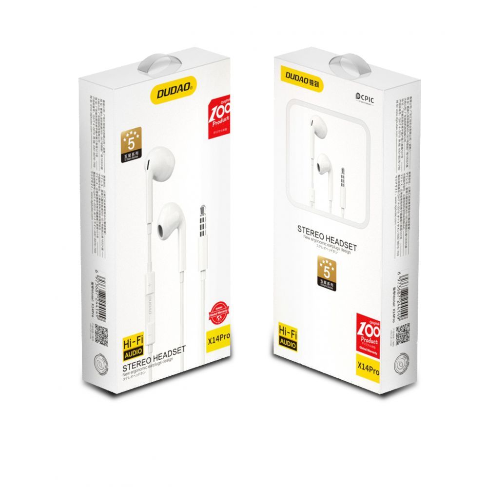 Kõrvaklapid Dudao Dudao in-ear headphones with 3.5mm minijack connector white (X14PRO)