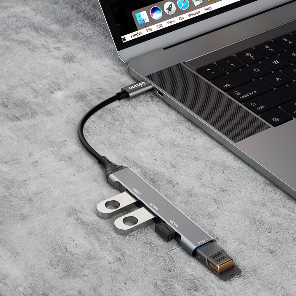 Kaabel Dudao Dudao HUB 4in1 USB-C - 4x USB-A (3 x USB2.0 / USB3.0) 6.3cm black (A16T)