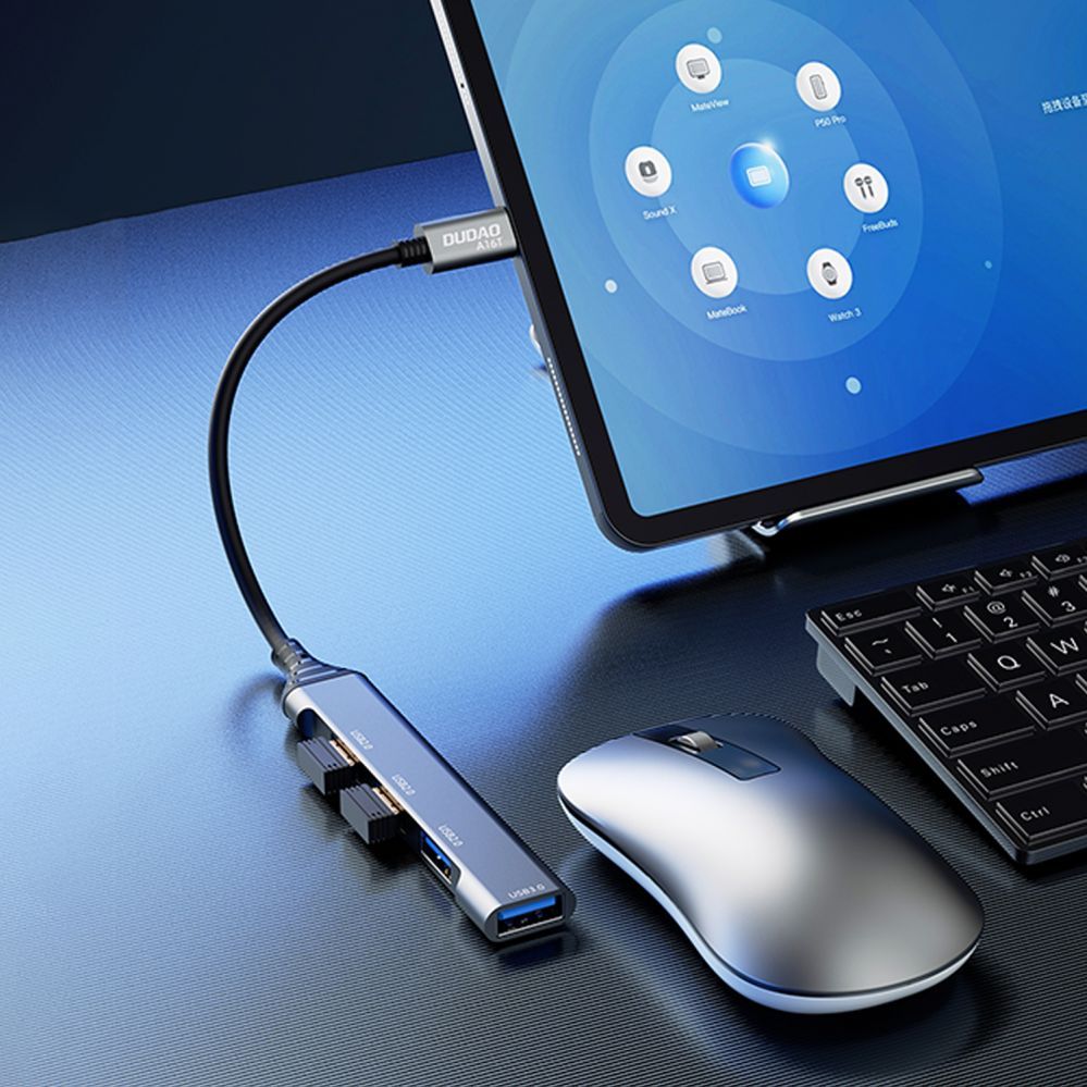 Kaabel Dudao Dudao HUB 4in1 USB-C - 4x USB-A (3 x USB2.0 / USB3.0) 6.3cm black (A16T)