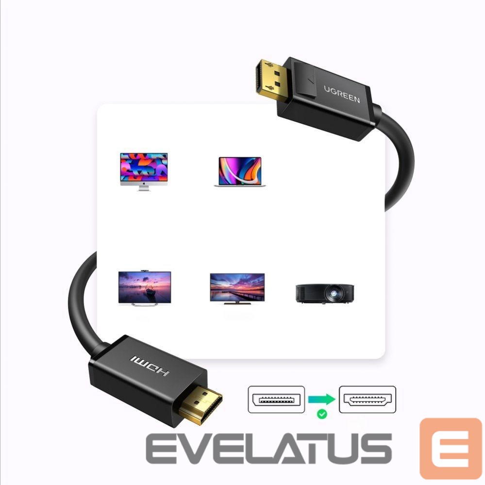 Adapteris Ugreen DisplayPort - HDMI cable Ugreen DP101 4K 3m - black