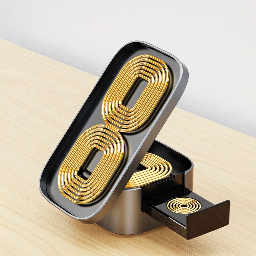 Adaptrid Dudao Dudao A11Pro+ 15W 3in1 Inductive Charger for Phone/Smartwatch/Headphones - Black