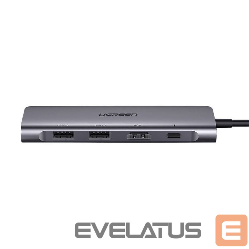 Kaabel Ugreen Ugreen CM195 6in1 adapter USB-C - HDMI / 2x USB-A 3.0 / USB-C PD / SD / TF reader - gray