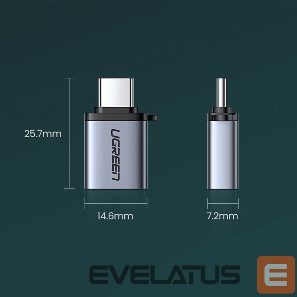 Üleminek Ugreen US270 USB-C (Male) / USB-A 3.0 (Female) Adapter with Lanyard Space Gray