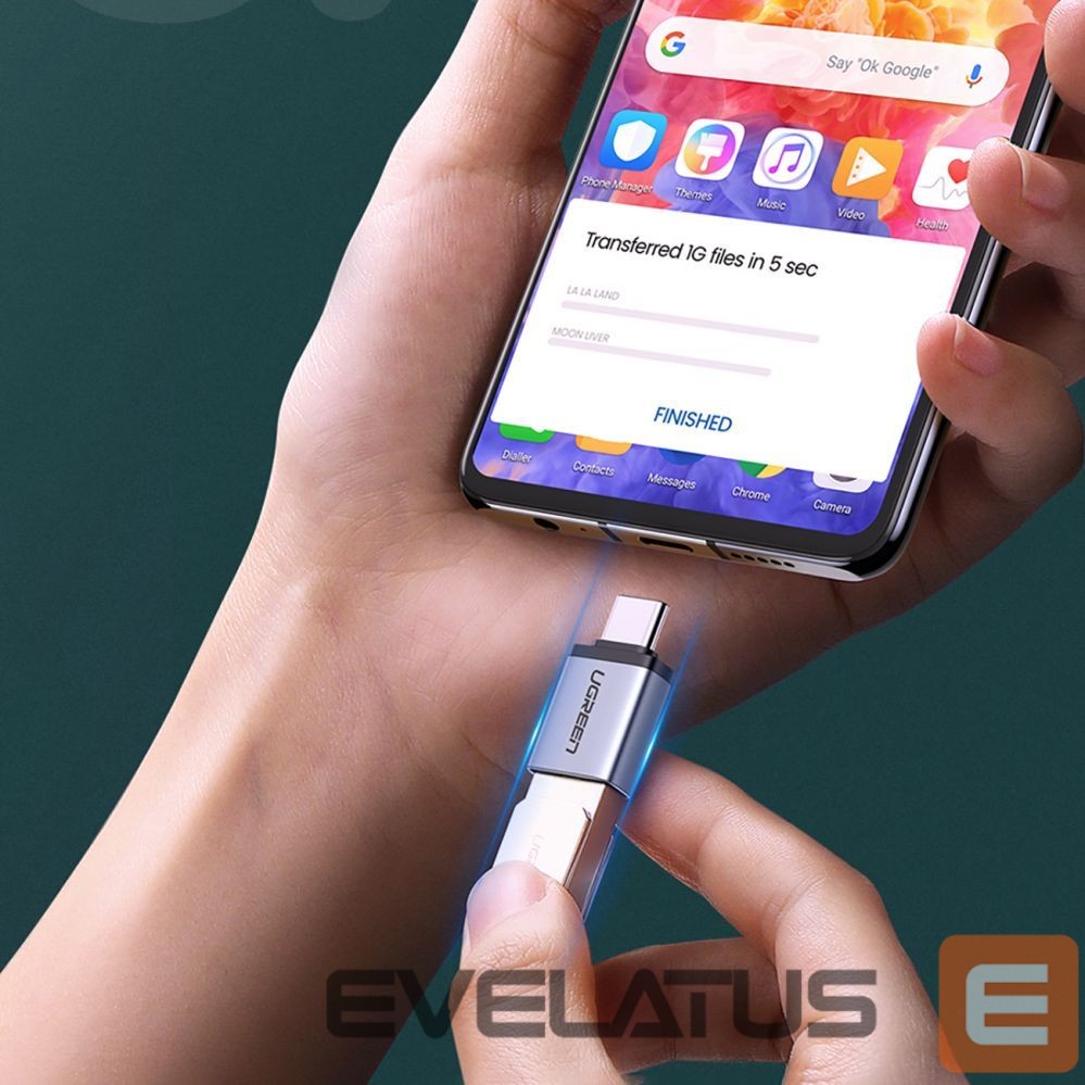 Üleminek Ugreen US270 USB-C (Male) / USB-A 3.0 (Female) Adapter with Lanyard Space Gray