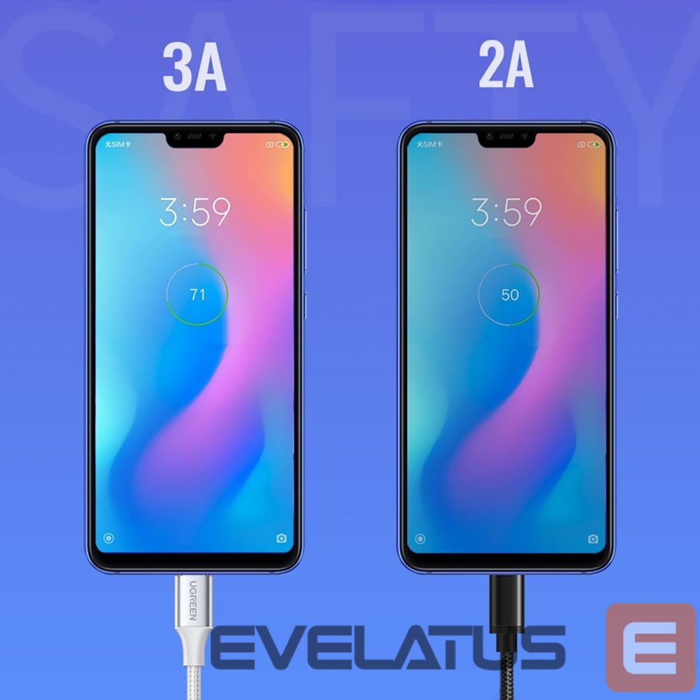 Kaabel Ugreen Ugreen US288 60131 USB-A / USB-C QC 3.0 3A 1m cable - white White