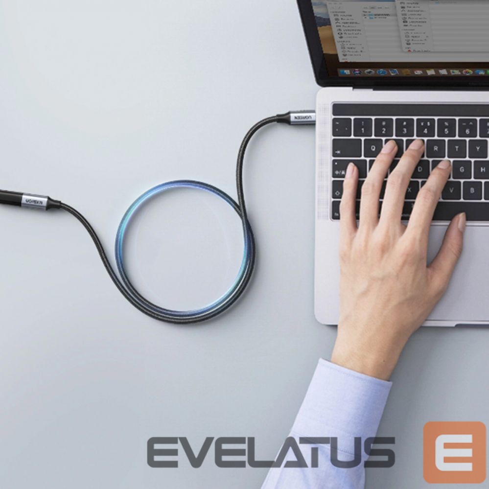 Kaabel Ugreen Ugreen US372 80810 USB-C - USB-C PD QC cable 100W 5A 10Gbps 0.5m - gray