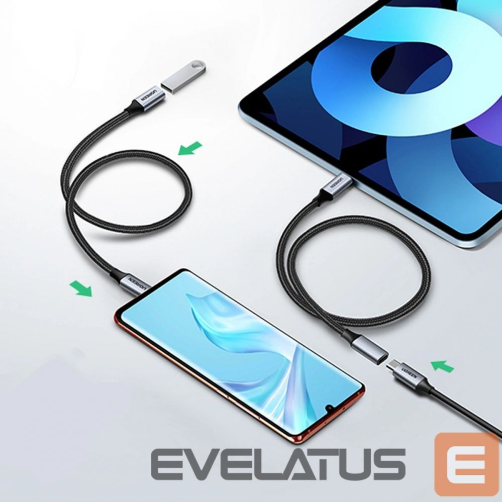 Kaabel Ugreen Ugreen US372 80810 USB-C - USB-C PD QC cable 100W 5A 10Gbps 0.5m - gray