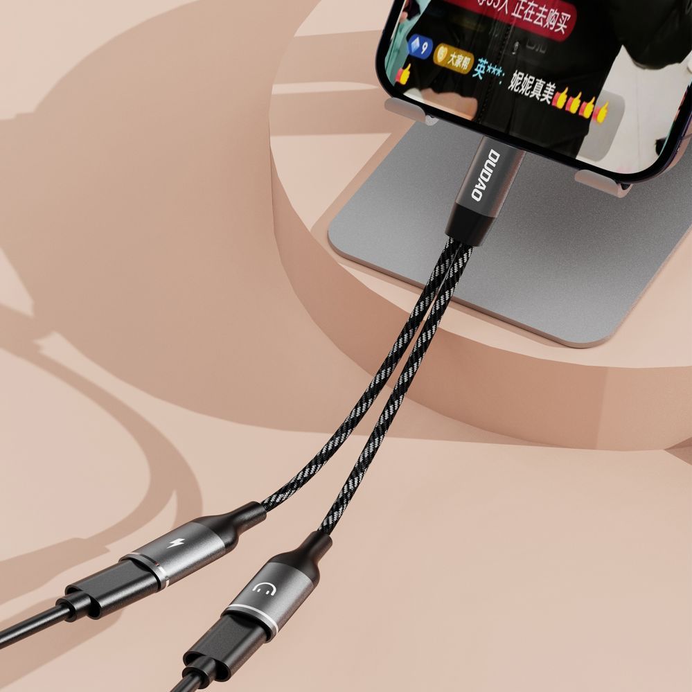 Üleminek Dudao Dudao L13C+ 2in1 USB-C Adapter - Gray