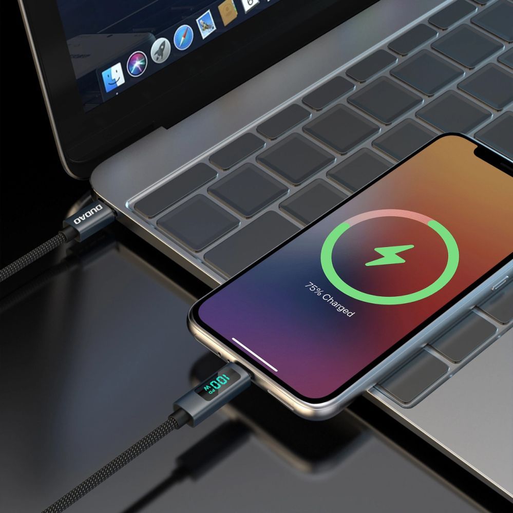 Kaabel Dudao Dudao L7C USB-C - USB-C 100W Cable with LED Display 1m - Black