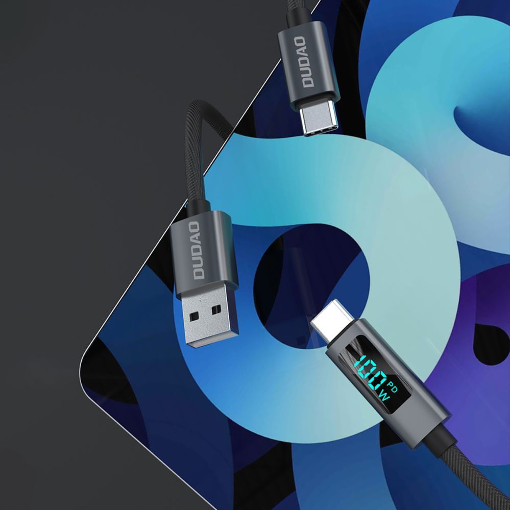 Kaabel Dudao Dudao L7C USB-C - USB-C 100W Cable with LED Display 1m - Black