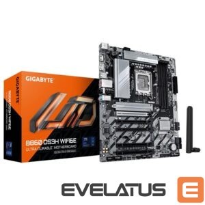 Motherboard for Intel processors Gigabyte  Mainboard||Intel B860 Express|LGA1851|ATX|Memory DDR5|5xPCI-Express 16x|2xM.2|1xHDMI|1xDisplayPort|1xAudio-In|1xAudio-Out|1xMicrophone|1xUSB 2.0|1xUSB 3.2|1xUSB-C|1xPS/2|1xRJ45|B860DS3HWIFI6E1.0 