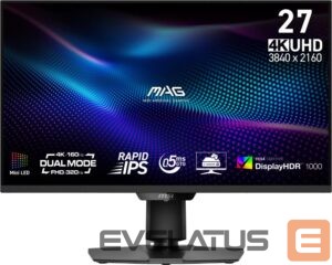 Monitoriai MSI  LCD Monitor||MAG 274UPDF E16M|27"|Gaming/Frameless/4K|Matte|Panel IPS|3840x2160|16:9|160Hz|0.5 ms|Colour Black|MAG274UPDFE16M 